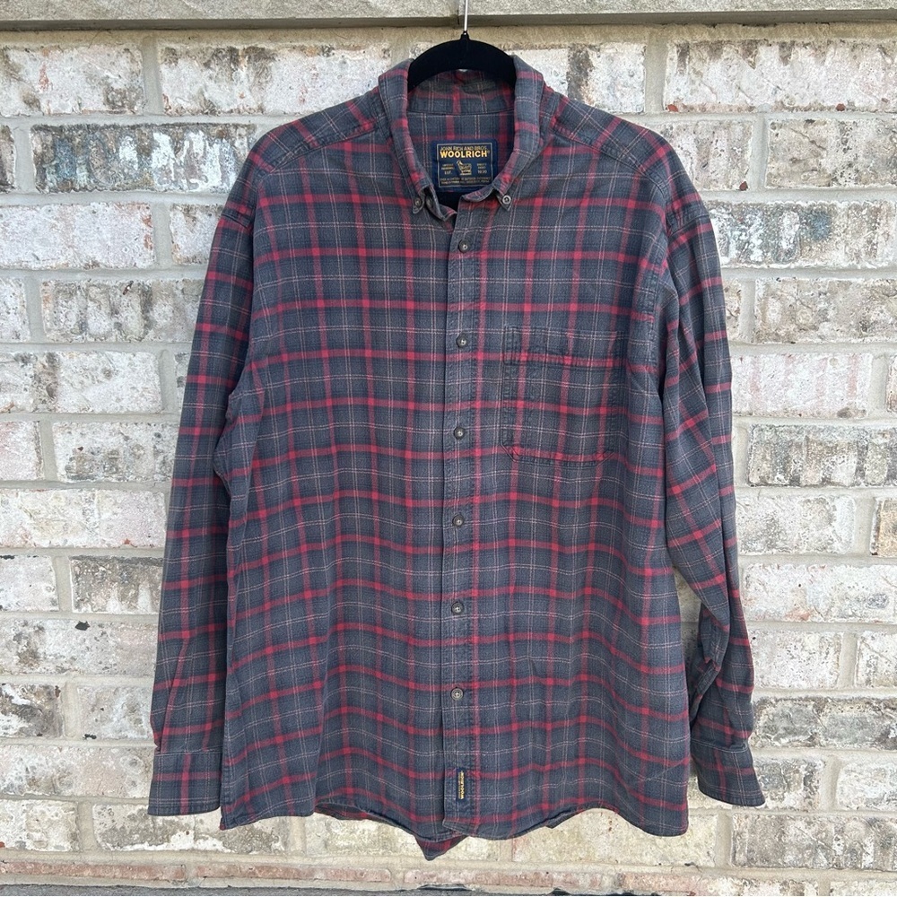 Woolrich Men's Red and Gray Checkered Shirt